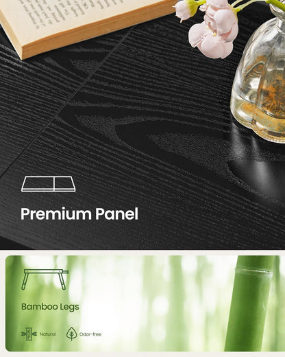 SONGMICS Bed Laptop Desk, Folding Bed Tray for Laptop up to 15.6 Inches, Adjustable Angle and Height, Portable for Working Reading Writing Breakfast, Bamboo Legs, Drawer, Ebony Black ULLD105BE01
