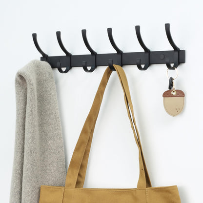 HOMENOVA Coat Rack 2 Pack Wall Mounted - 6 Double Hooks, Matte Black, Heavy Duty, Aeropace Grade Aluminum Alloy, Metal Coat Hook Hanger Entryway Bathroom (6 Double Hooks - 2 Pack)