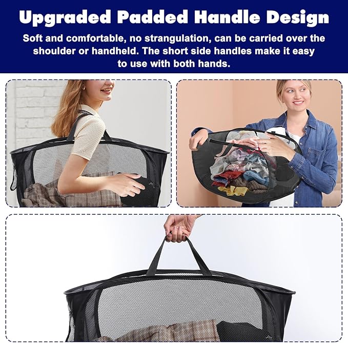 4 Pack Pop-Up Mesh Laundry Basket, Open Collapsible Laundry Baskets
