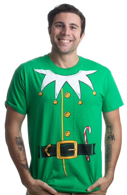 Ann Arbor T-shirt Co. Santa's Elf Costume | Jumbo Print Novelty Christmas Holiday Humor Unisex T-Shirt - Large - Green