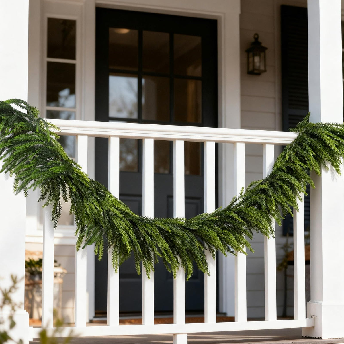 PABREY Artificial Norfolk Pine Garlands, 2 Pcs 6 Ft Real Touch Garlands, Winter Green Greenery Christmas Garlands for Mantle, Table, Wall, Outdoor, Indoor Christmas Decorations (6 FT, 2)