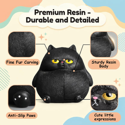 OlethRoryLe Black Cat Statue for Home Decor, Resin Animals Cat Figurines Room Decoration for Bookshelf Office Table, Comes with Piggy Bank Function，Gift for Cat Lovers, Woman Mom Retro Cats Animal