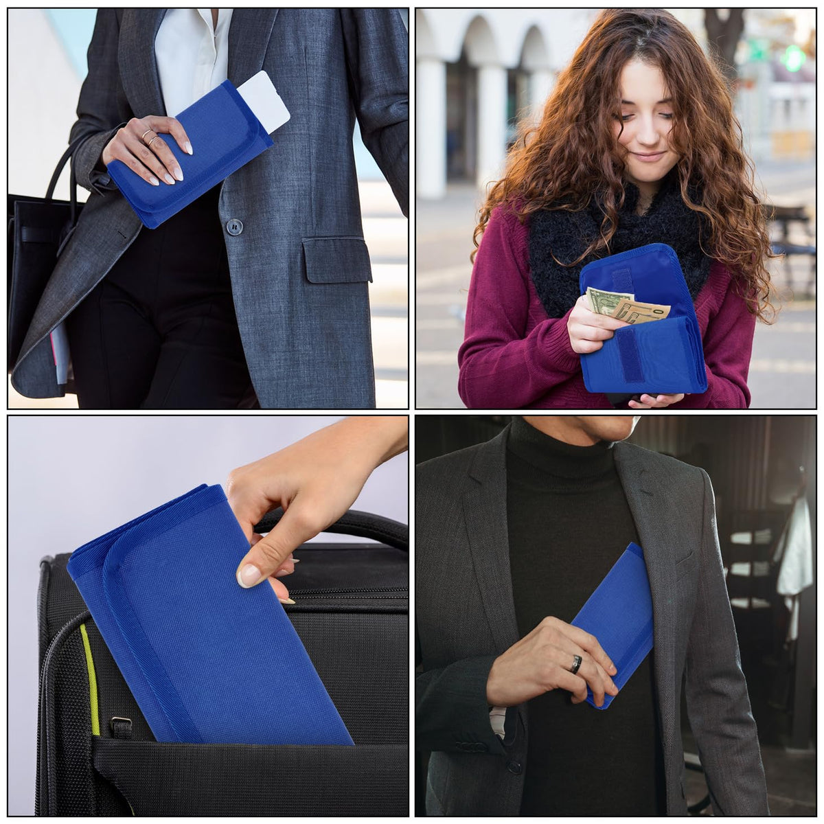 VOCHIC Money Pouch, Money Organizer for Cash with 6 Zippered Pockes, Cash Bill Organizer, Money Bag Small Travel Money Holder for Budgeting, Receipt and Tips,Mothers Day Gifts(Blue)