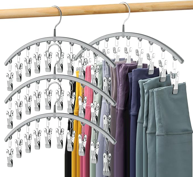 Legging Organizer for Closet, Metal Yoga Pants Hanger w/Rubber Coated 4 Pack