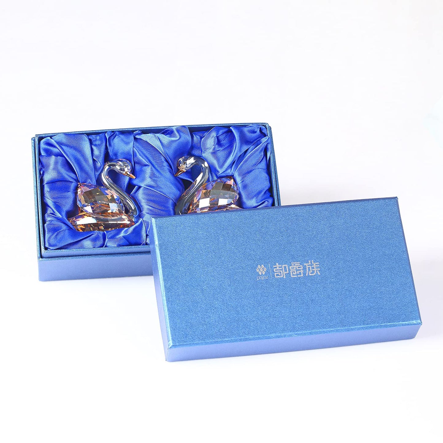 DOJOZ Crystal Swan A Pair Sparkle Valentines Day Sweet Gifts Figurine Collection Paperweight Table Centerpiece Ornament (Gold)