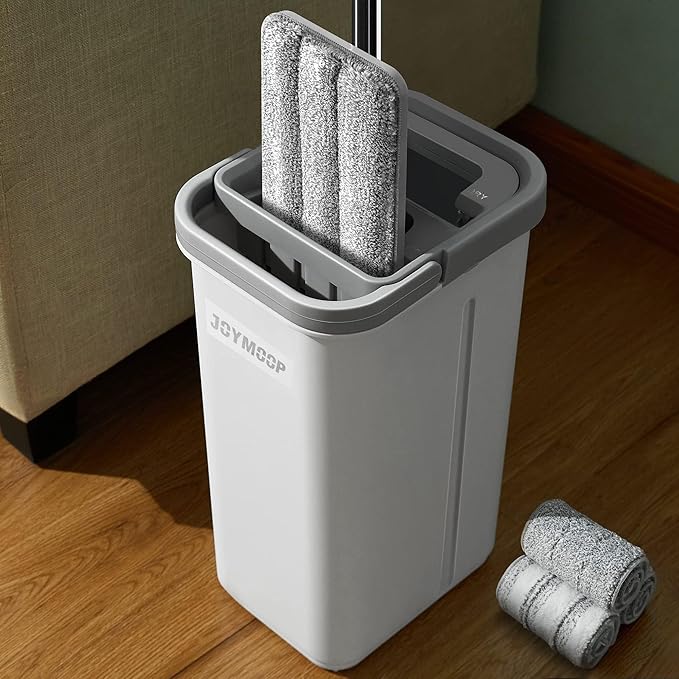 JOYMOOP Mop and Bucket with Wringer Set, Hands Free Flat Floor Mop and Bucket