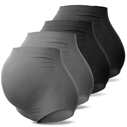SUNNYBUY Women's Maternity High Waist Underwear Pregnancy Seamless Soft Hipster Panties Over Bump (2Black 2DGrey-4pk XL)