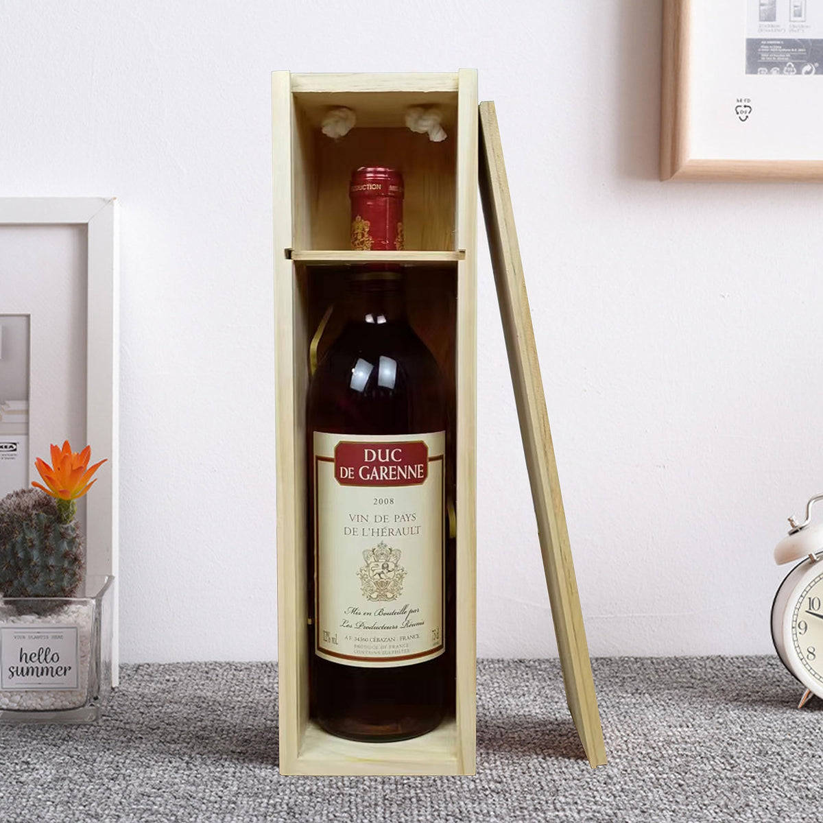 ARTAWEIN Premium DIY Wooden Wine Box - Ideal for 750ml Storage & Shipping with Single Bottle Holder and Rope Carry Handle for Birthday Party, Housewarming, Wedding, Anniversary (3 pack)
