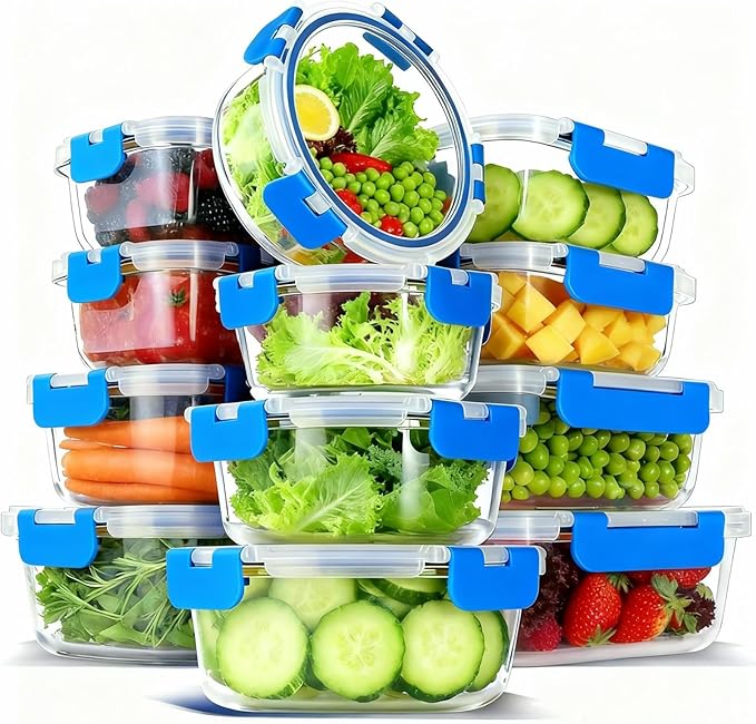 12 Pack Glass Food Storage Container Set