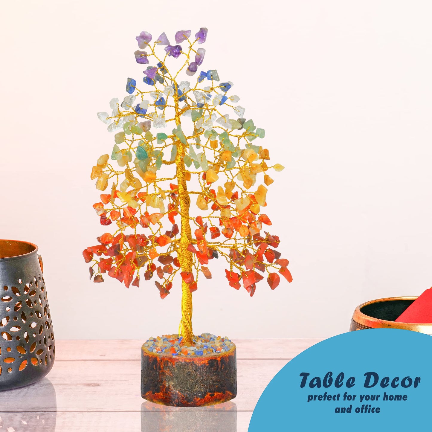 Seven Chakra Tree - Crystal Tree for Positive Energy - Tree of Life - Charkas Crystals - Gem Tree - Spiritual Decor - Feng Shui Crystals and Stones - Chakra Decor - Crystal Bonsai Tree - Gifts