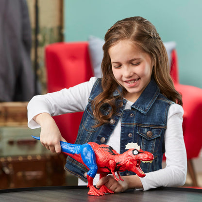 Spider-Man Marvel Web Chompin' Spider-Rex 16-Inch Action Figure with Sounds and Dino Blast Action, Superhero Toys for Kids Ages 4 and Up