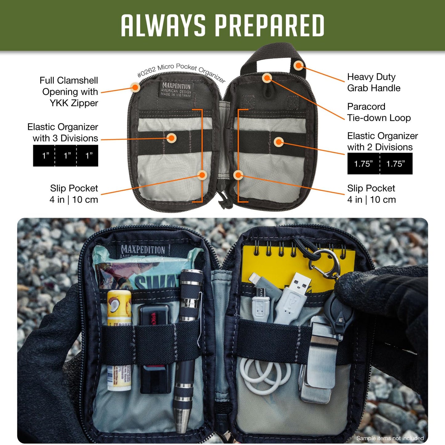 Maxpedition Hard-Use Gear 9006209-SSI Maxpedition Micro Pocket Organizer Black - multi, N/A