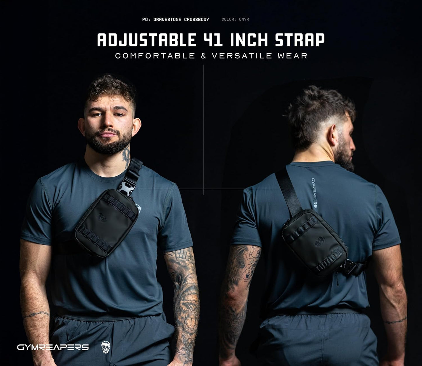 Gymreapers Travel Small Crossbody Bags for Men & Women with Hidden Pocket - Waterproof Crosssbody Fanny Pack for Men with Adjustable Shoulder Sling Belt for Traveling, Running & Hiking (Onyx)