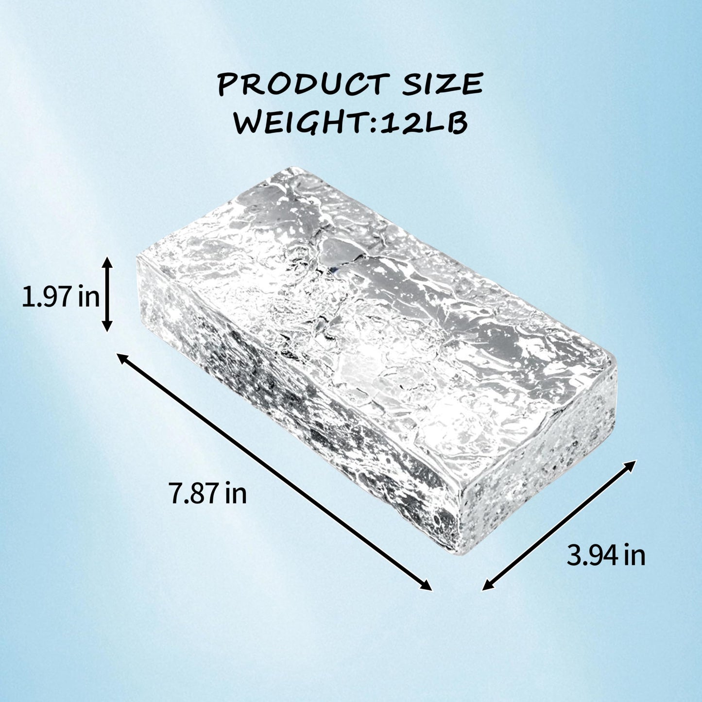 1 Pack-7.9"x3.9"x2" High Transparency ice Crystal Patterned Rectangular Solid Glass Brick - Used in Building Fields Such as Wall partitions, as Well as for DIY Lighting fixtures, DIY Tables etc