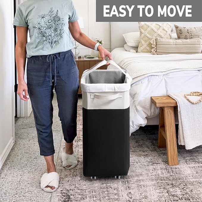Goodpick Hamper with Wheels 75L 2-Pack, Tall Laundry Basket with Removable Wash