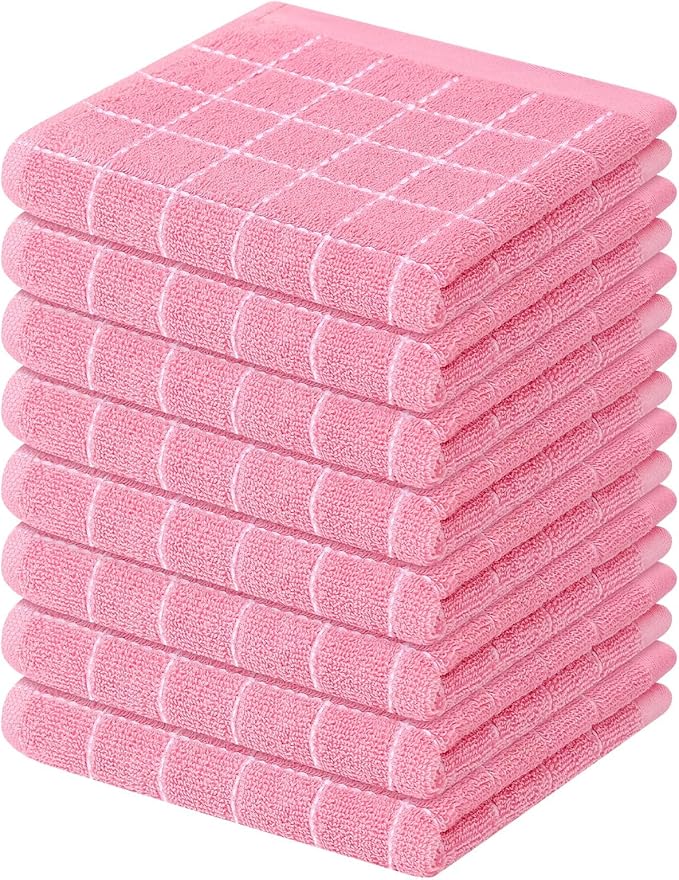 Mordimy 100% Cotton Terry Cloth Dish Cloths, Soft and Absorbent Checkered Dish
