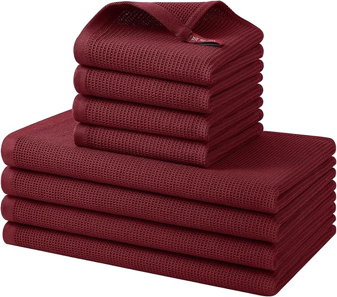 Homaxy 100% Cotton Kitchen Towels and Dishcloths Set