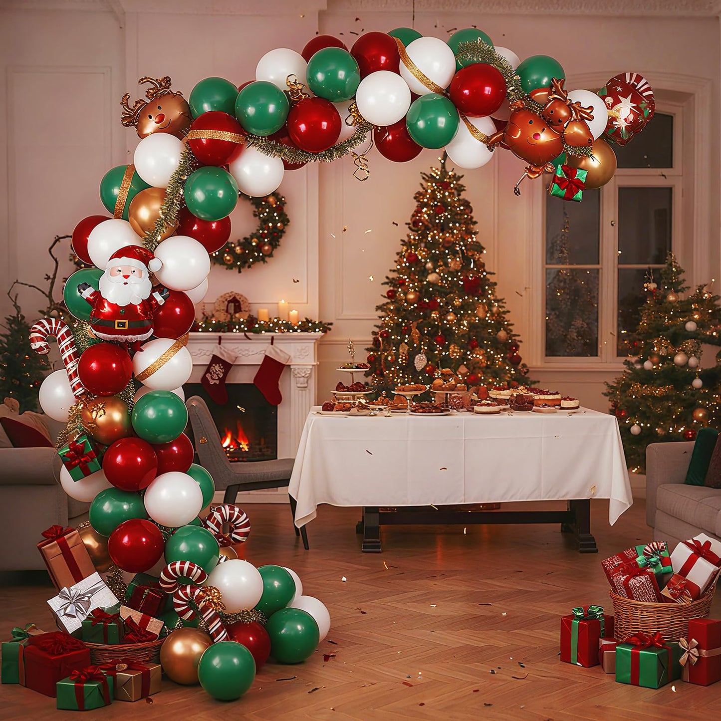 RUBFAC 129pcs Ruby Red Balloon Arch Kit, Different Sizes 18 12 10 5 Inches Cherry Red Latex Balloons for Garland Birthday Wedding Party Decoration