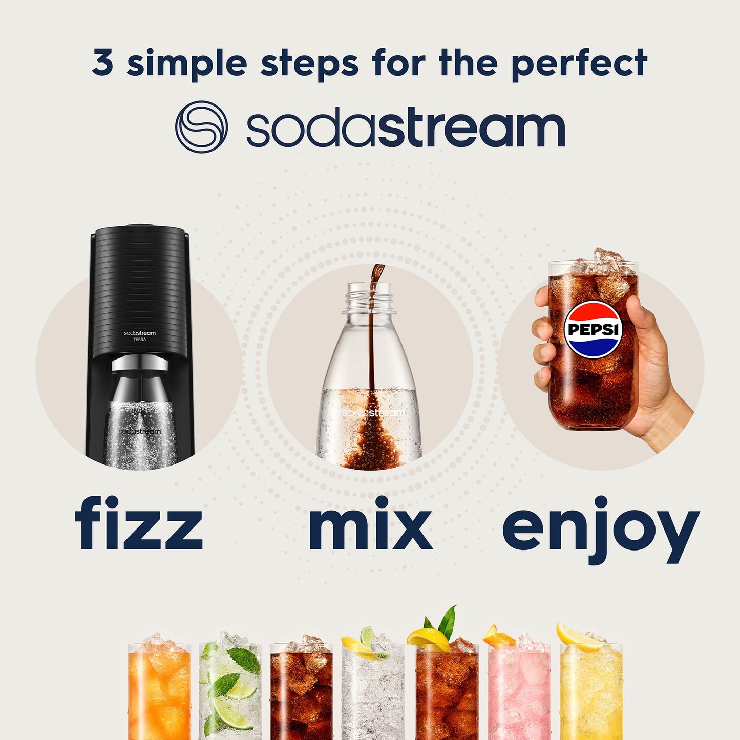 SodaStream TERRA Sparkling Water Maker, Easy To Use Carbonated Water Machine, 1L BPA-Free Bottle, 1 x Quick Connect CO2 Cylinder Makes 60L, Replace Single-Use Plastic, Mix with Pepsi Syrups, Black