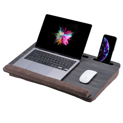 Vigo Wood Portable Laptop Desk – Lapdesk with Cushion, Laptop Stand for Bed, Lap Desk for Laptop and Lap Desk for Bed, Portable Desk for Lap top, Notebook Bed Tray (Black & Brown)