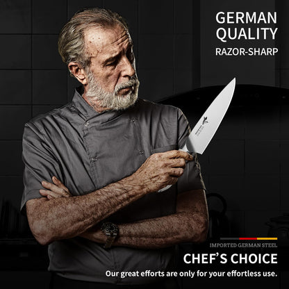 MAD SHARK Chef Knife 8 inch Kitchen Knife High Carbon Stainless Steel Sharp Chef's Knives with Ergonomic Handle, Cooking Knife with Gift Box, Birthday Gifts for Mom/Dad(White)