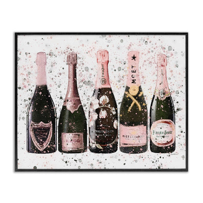 Stupell Industries Chic Pink Rose Bottles Modern Fashion Splash, Designed by Amanda Greenwood Black Framed Wall Art, 11 x 14