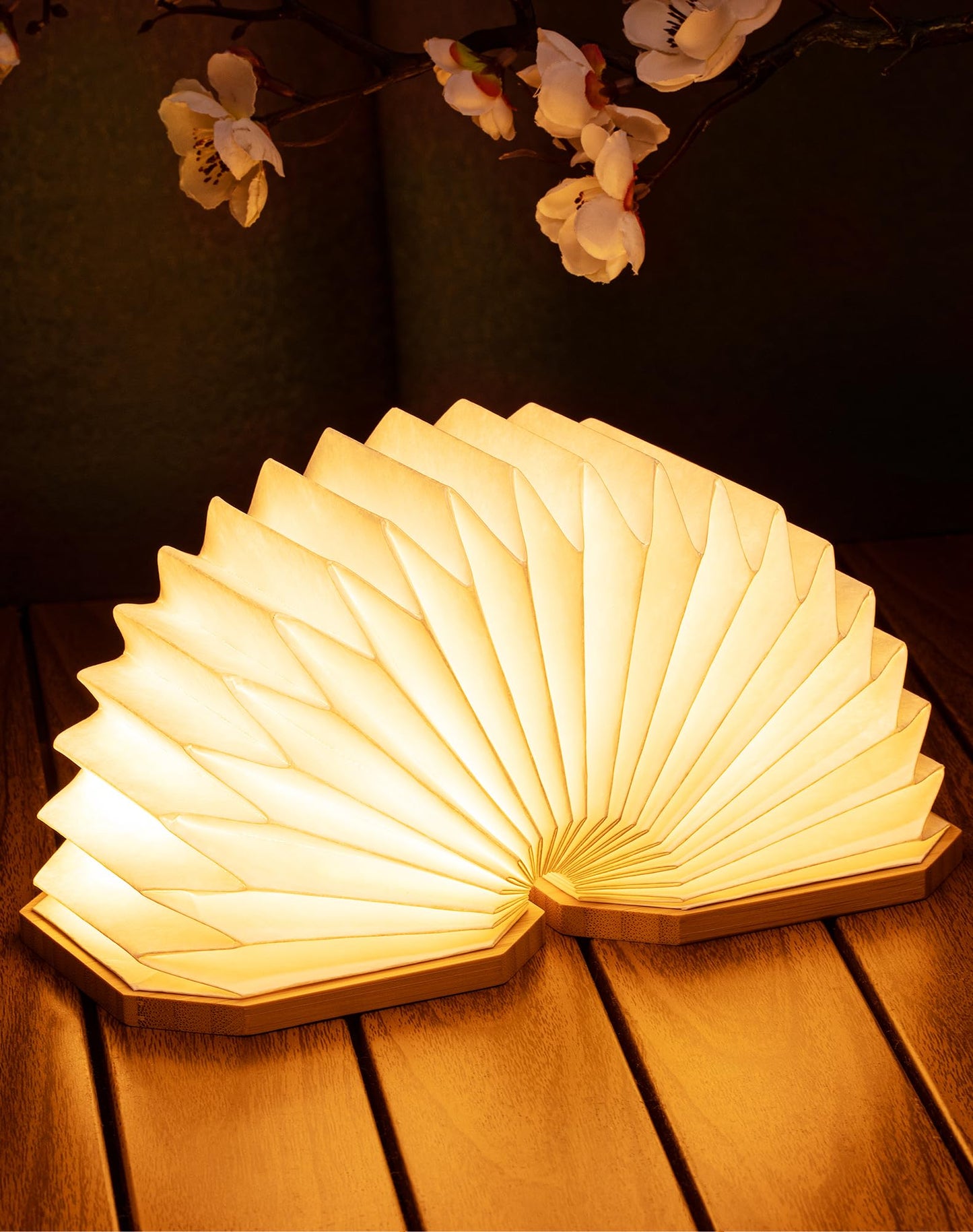 ZBOLE Originality Folding Accordion Lamp, Warm Light Lamp, Portable Desk Lamp, Japanese Gifts, Creative LED Paper Lantern with USB for Home Decoration(Bamboo)
