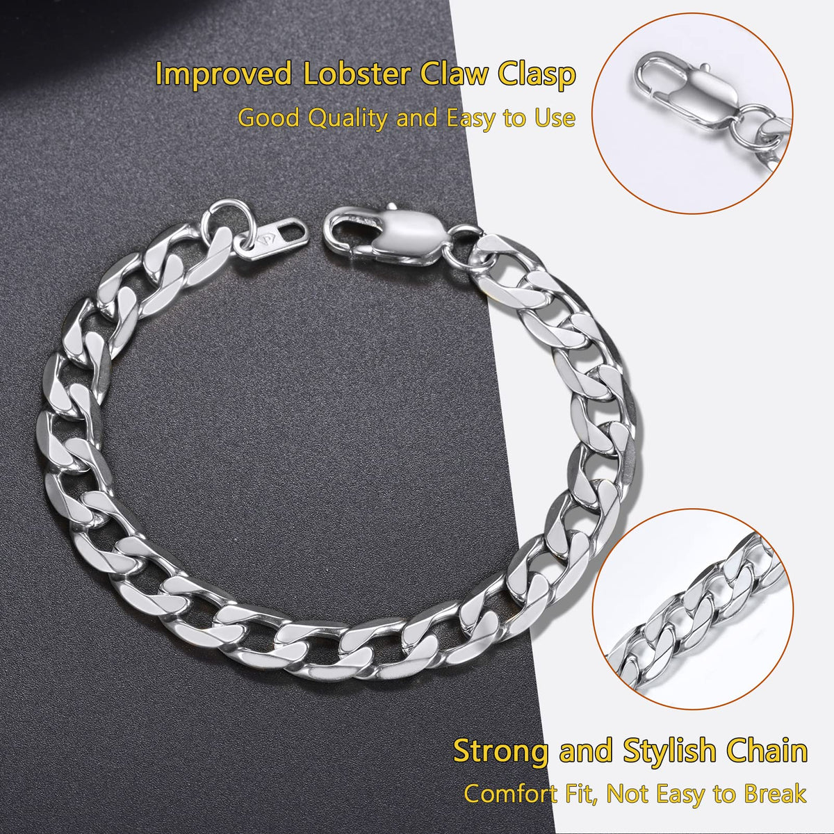 PROSTEEL Stainless Steel Chain Bracelets Trendy Layering Curb Chain Cuban Link Minimalist Bracelet Men Jewelry