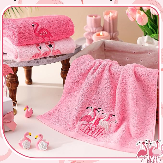 3 Pack Pink Flamingo Hand Towels