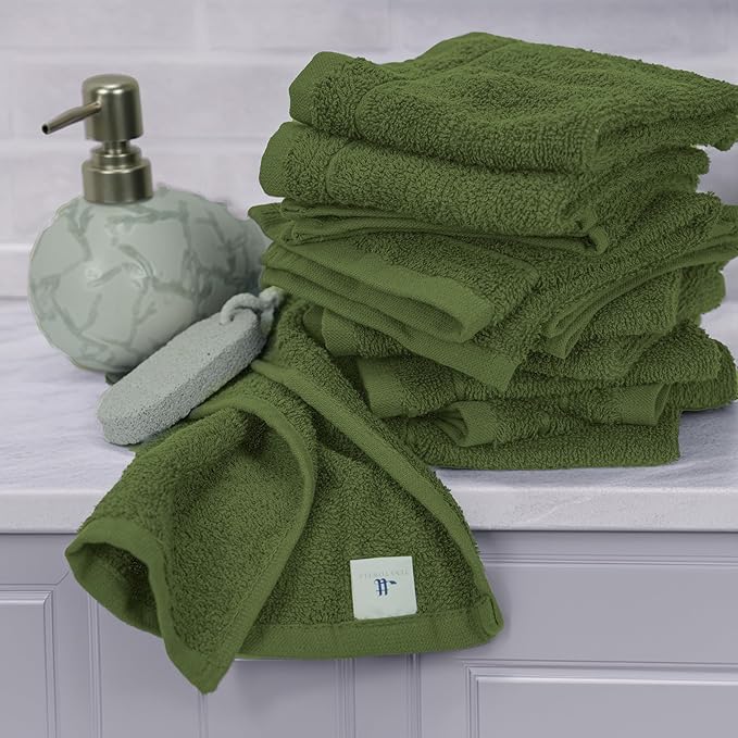 Tens Towels Pack of 60 Washcloths, 12 x 12 Inches, Lighter Weight, Quick to Dry