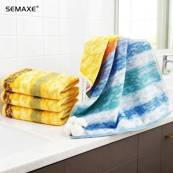 SEMAXE Hand Towels for Bathroom, 100% Cotton Towels