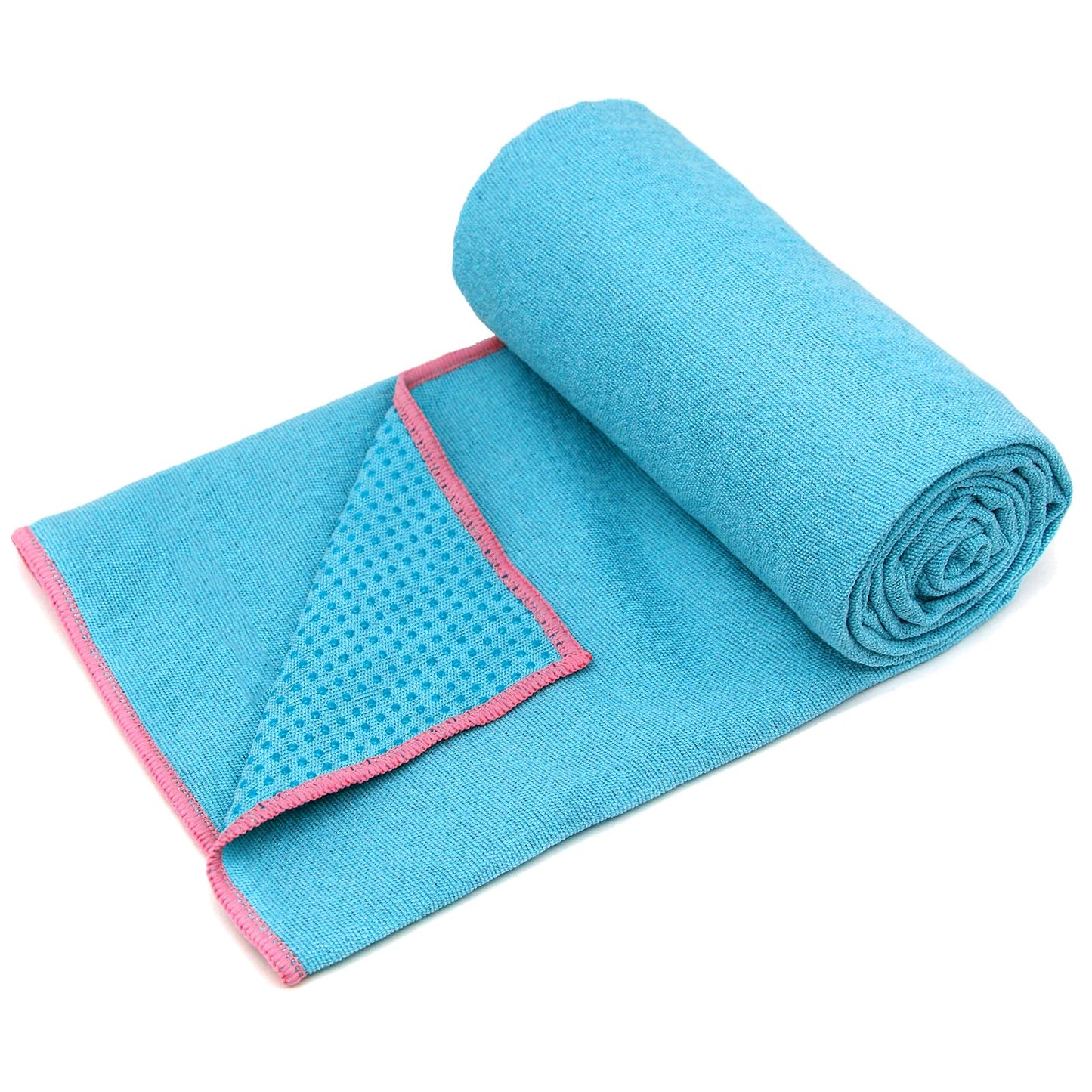 Eunzel Hot Yoga Towel - Microfiber Non Slip Yoga Mat Towel with Grip Dot Sweat Absorbent Towel for Hot Yoga, Pilates and Fitness 72" x 24", Dark Cyan/Orange