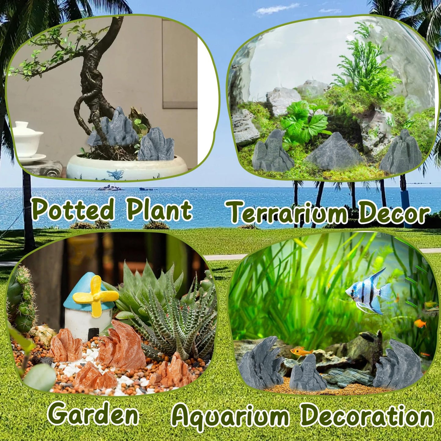 Warmtree 10 Pcs Simulation Rockery Diorama Rocks Stone for Diorama Supplies Miniature Terrain Fairy Garden Zen Garden Accessories Terrarium Decor Tank Aquarium Decoration (Grey)
