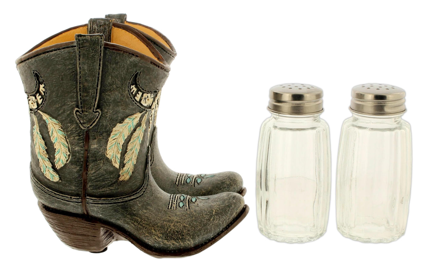 The Bridge Collection Western Cowboy Boot Salt and Pepper Shaker Set - Country Kitchen Table Decor - Unique Farmhouse Dining Accent