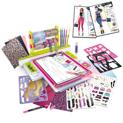 Style 4 Ever OFG 232 Fashion Designer Studio, Real Adhesive Fabrics, Design From Scratch, Stickers, Gems, Pencils, Gluestick + So Much, Multicoloured, Studio-OFG232