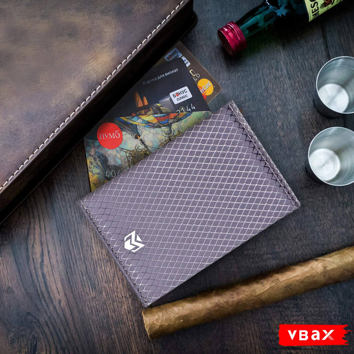 VBAX Microfiber Waterproof RFID Slim Bifold Wallet for Men - Minimalist Front Pocket Card Holder Holds up to 10 Cards and Cash, Grey