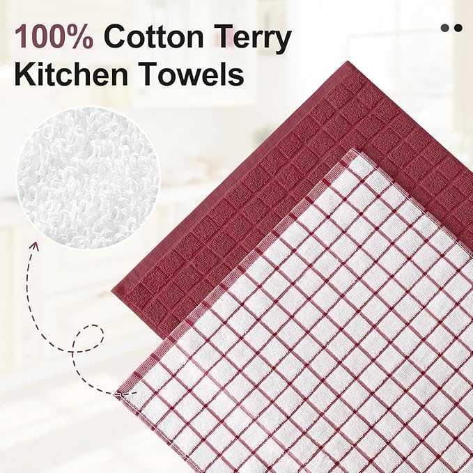 Homaxy Premium Cotton Kitchen Towels 16"x 28", Large Natural Ring Spun 390 GSM