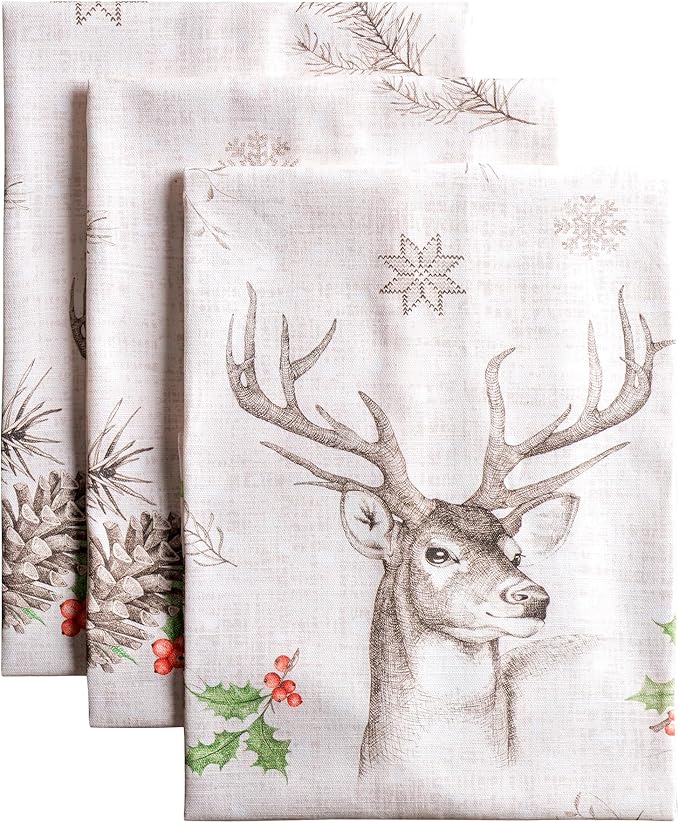 Maison d' Hermine Kitchen Towels Set of 3 100% Cotton 20" x 27.5" Reusable