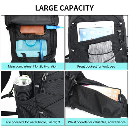 Fistcale Hiking Backpack, 8L Black hydration Running Rucksack, Functional Gift for Men & Women Daily Commutes, Cycling, Jogging, Hiking