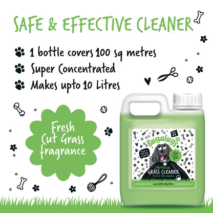 BUGALUGS Artificial Grass Cleaner - Dog Safe, Pet Disinfectant & Lawn Deodoriser - Puppy Urine Cleaner & Odour Eliminator - 1L Super Concentrate - Made in UK Cruelty Free (Fresh Cut Grass 1L)