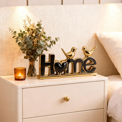DOVDOV Black and Gold Ceramic Home Sign, Black and Gold Bird Sculpture, Modern Creative Decorative Sculpture, Suitable for Living Room Coffee Tables, TV cabinets, entryways, and Display Shelves.