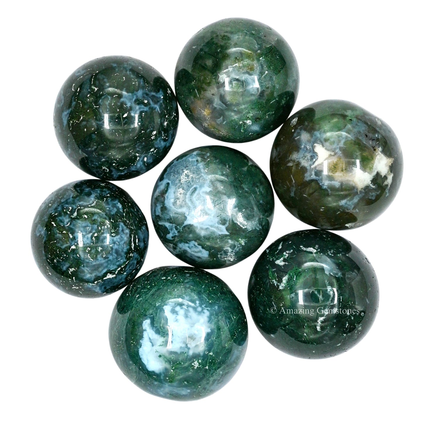 Amazing Gemstone Moss Agate Crystal Ball - 1" Inches Crystal Sphere Meditation Balls for Witchcraft and Decorative Balls - Crystals and Healing Stones Beginners Gift (Pack of 1)