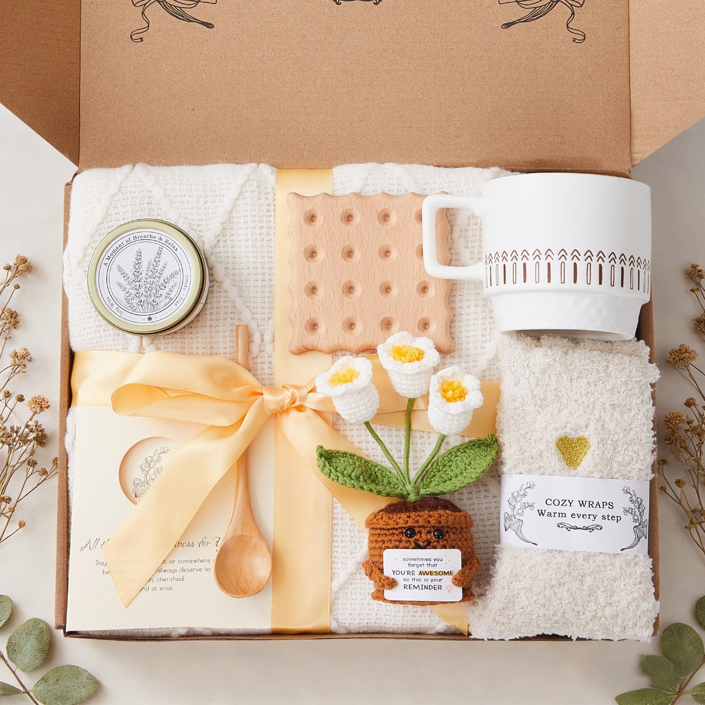 Get Well Gifts for Women, Unique Self Care Gift Basket with Cozy Blanket for Women, Comforting Relaxation Pick for Her Mom Sister Best Friend Birthday & Christmas Gifting