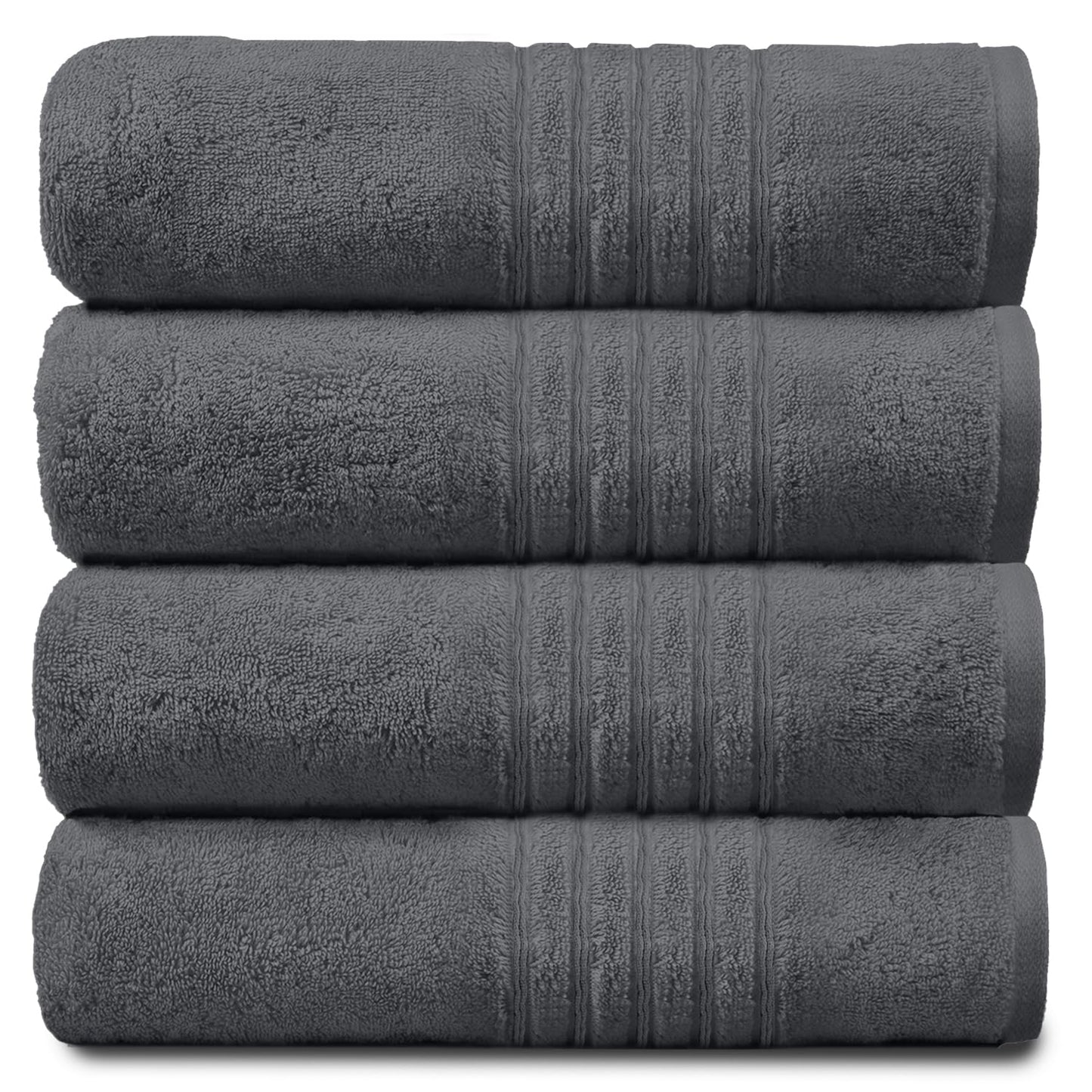 GC GAVENO CAVAILIA Luxury 450 GSM Jumbo Bath Sheet, Highly Water Absorbent Towels, Pack Of 4 Towel Set, Charcoal, 80X170