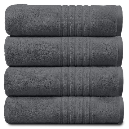 GC GAVENO CAVAILIA Luxury 450 GSM Jumbo Bath Sheet, Highly Water Absorbent Towels, Pack Of 4 Towel Set, Charcoal, 80X170