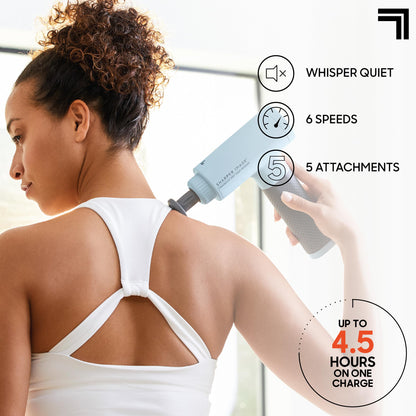 Sharper Image Powerboost Massage Gun – Deep Tissue Percussion Massager| 5 Attachments, 6 Speed| Shoulder Back Leg Muscle Recovery & Pain Relief Massage Tool| Massager Gun| Men & Women Gift