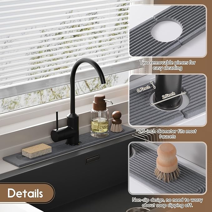Faucet Mat for Kitchen Sink, Diatomite Quick Drying Tray, 15.8 Inch Kitchen