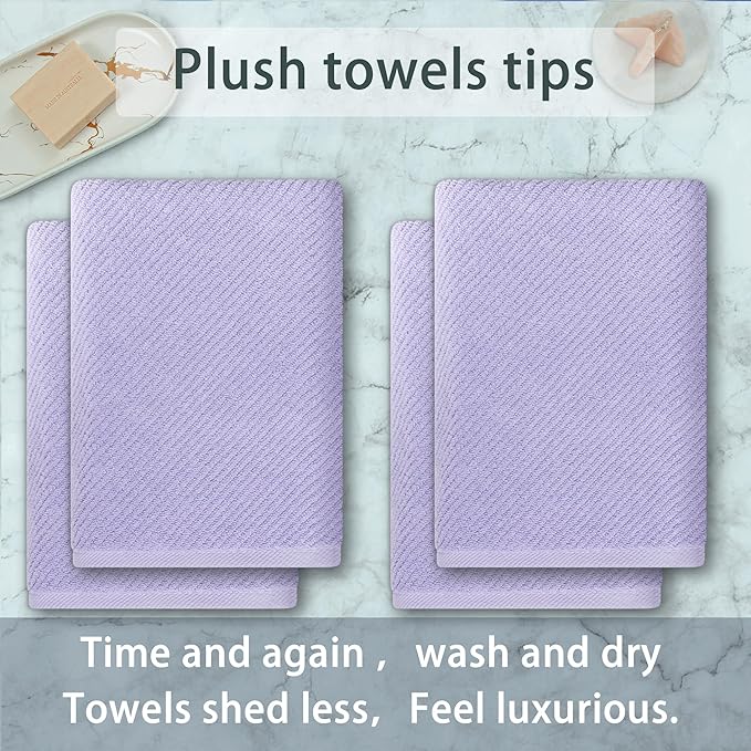 VOOVA & MOVAS Purple Bath Towels Set of 4, Large 30" x 56"