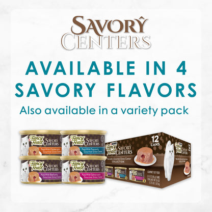 Purina Fancy Feast Savory Centers With Tuna Wet Cat Food Pate with Gourmet Gravy Center - (Pack of 24) 3 oz. Cans