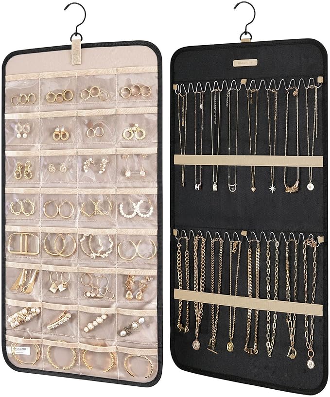 BAGSMART Hanging Jewelry Organizer Storage Roll